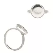 Anillo ajustable para cabuchón fondo plano 12 mm - Plata 925 x1