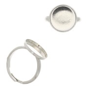 Anillo ajustable para cabuchón fondo plano 15 mm - Plata 925 x1