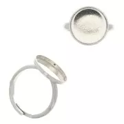 Anillo ajustable para cabuchón fondo plano 15 mm - Plata 925 x1