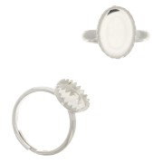Anillo ajustable para cabuchón fondo plano14x10 mm - Plata 925 x1|raw }}