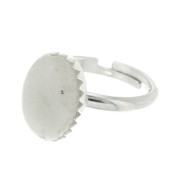 Anillo ajustable para cabuchón fondo plano14x10 mm - Plata 925 x1