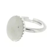 Anillo ajustable para cabuchón fondo plano14x10 mm - Plata 925 x1
