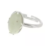Anillo ajustable engaste para cabuchón fondo plano14x10 mm - Plata 925 x1