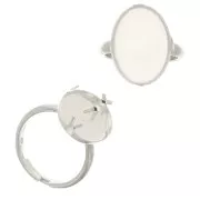 Anillo ajustable engaste para cabuchón fondo plano 18x13 mm - de Plata 925 x1