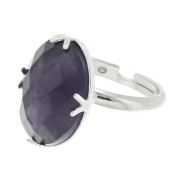 Anillo ajustable engaste para cabuchón fondo plano 18x13 mm - de Plata 925 x1