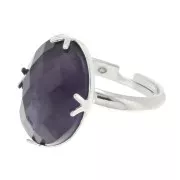 Anillo ajustable engaste para cabuchón fondo plano 18x13 mm - de Plata 925 x1