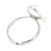 Anillo ajustable engaste para cabuchón fondo plano 18x13 mm - de Plata 925 x1
