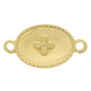 Entrepieza medalla ovalado motivo cruz 15x8.5mm Dorado con oro fino x1