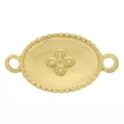 Entrepieza medalla ovalado motivo cruz 15x8.5mm Dorado con oro fino x1