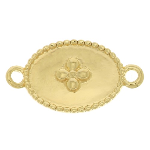 Entrepieza medalla ovalado motivo cruz 15x8.5mm Dorado con oro fino x1