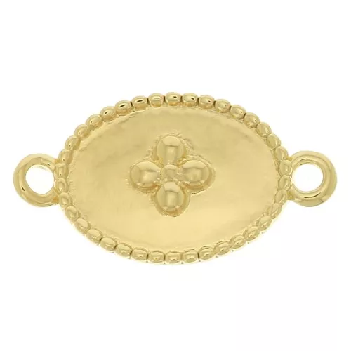 Entrepieza medalla ovalado motivo cruz 15x8.5mm Dorado con oro fino x1