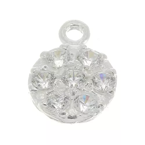 Dije redondo con óxido de zirconio 9 mm - de Plata 925x1