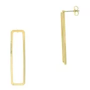 Ganchos pendientes rectangular calado 40x10.5 mm - Chapado de Oro 3 micras x2