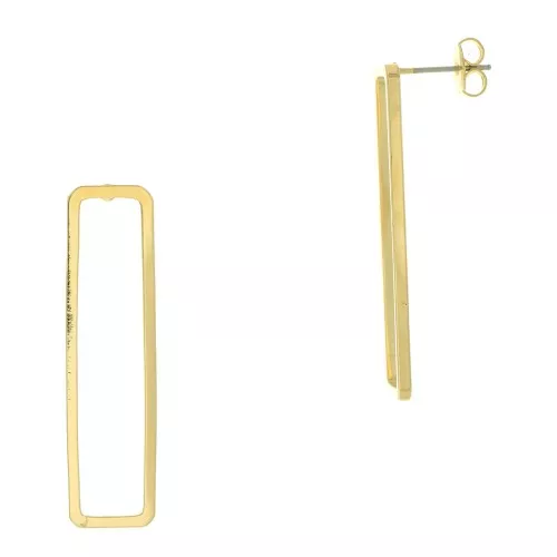Ganchos pendientes rectangular calado 40x10.5 mm - Chapado de Oro 3 micras x2