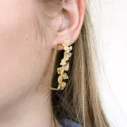 Ganchos pendientes rectangular calado 40x10.5 mm - Chapado de Oro 3 micras x2