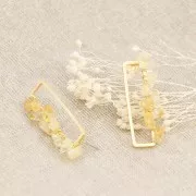 Ganchos pendientes rectangular calado 40x10.5 mm - Chapado de Oro 3 micras x2