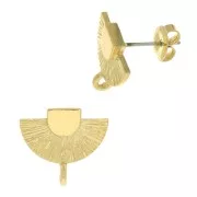 Ganchos pendientes abanico 14x16 mm con anilla abierta Chapado de Oro 3 micras x2