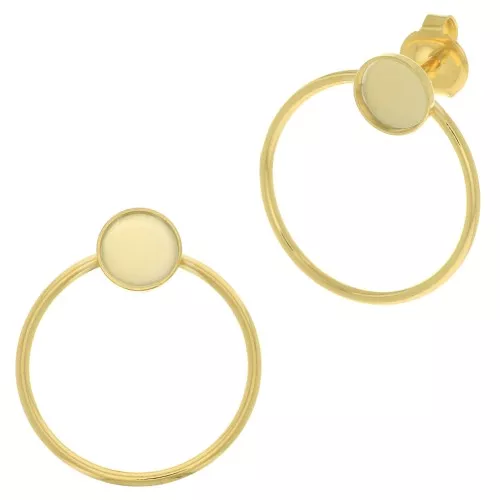 Ganchos pendientes circulo 23x20 mm para cabuchón 6 mm - Doré con oro fino x2
