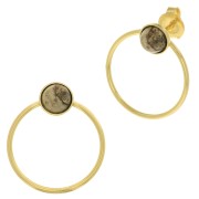 Ganchos pendientes circulo 23x20 mm para cabuchón 6 mm - Doré con oro fino x2