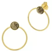 Ganchos pendientes circulo 23x20 mm para cabuchón 6 mm - Doré con oro fino x2