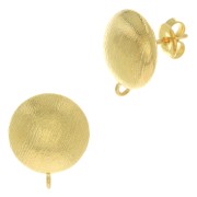 Ganchos pendientes media bola 14  mm anilla abierta - Dorado oro fino x2
