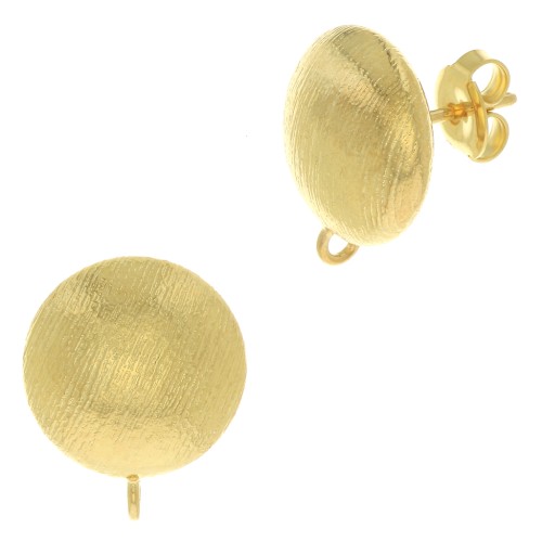 Ganchos pendientes media bola 14  mm anilla abierta - Dorado oro fino x2