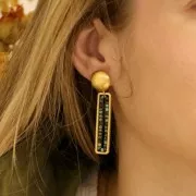 Ganchos pendientes media bola 14  mm anilla abierta - Dorado oro fino x2