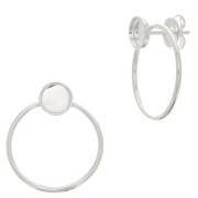 Ganchos pendientes circulo calado 23x20 mm para cabuchón 6 mm - Chapado en plata fina x2