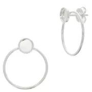Ganchos pendientes circulo calado 23x20 mm para cabuchón 6 mm - Chapado en plata fina x2