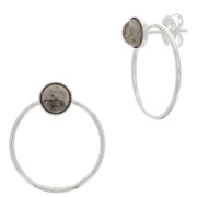Ganchos pendientes circulo calado 23x20 mm para cabuchón 6 mm - Chapado en plata fina x2