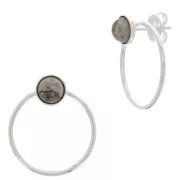Ganchos pendientes circulo calado 23x20 mm para cabuchón 6 mm - Chapado en plata fina x2