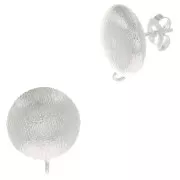 Ganchos pendientes media bola ranurada 17,5x14 mm anilla abierta - Chapado en plata fina x2