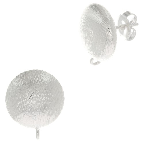 Ganchos pendientes media bola ranurada 17,5x14 mm anilla abierta - Chapado en plata fina x2
