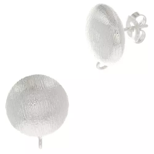 Ganchos pendientes media bola ranurada 17,5x14 mm anilla abierta - Chapado en plata fina x2