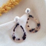 Ganchos pendientes media bola ranurada 17,5x14 mm anilla abierta - Chapado en plata fina x2