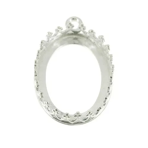 Engaste colgante ovalado - corona - para cabuchón 18 x13 mm - Plata 925 x1