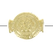 Cuenta redonda étnico estampado flor 8x6.5 mm - Chapado de Oro 3 micras x1