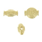 Cuenta redonda étnico estampado flor 8x6.5 mm - Chapado de Oro 3 micras x1