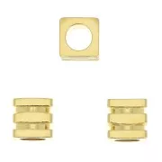 Cuenta cubo 6 mm - Chapado de Oro 3 micras x1