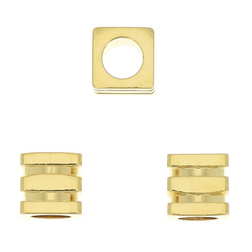 Cuenta cubo 6 mm - Chapado de Oro 3 micras x1
