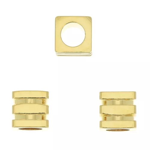 Cuenta cubo 6 mm - Chapado de Oro 3 micras x1