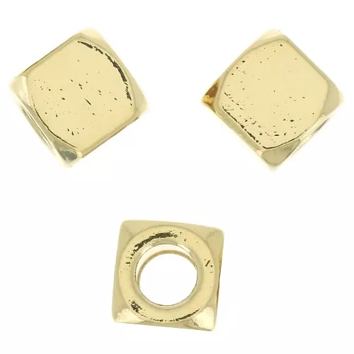 Cuenta cubo redondeado de 8 mm - Chapado de Oro 3 micras x1