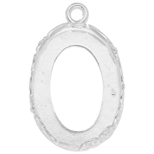 Engaste colgante ovalado - floral - para cabuchón 18 x13 mm - Plata 925 x1