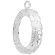 Engaste colgante ovalado - floral - para cabuchón 18 x13 mm - Plata 925 x1