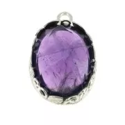 Engaste colgante ovalado - floral - para cabuchón 18 x13 mm - Plata 925 x1