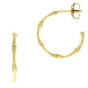 Aros pendientes efecto bambú 20 mm - Plata 925 Dorado x2