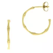 Aros pendientes efecto bambú 20 mm - Plata 925 Dorado x2
