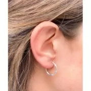 Aros pendientes efecto bambú 20 mm - Plata 925 Dorado x2
