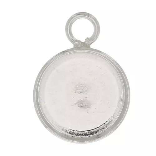 Colgante redondo para cabuchón fondo plano de 10 mm - Plata 925 x1
