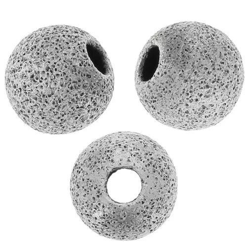 Bolas diamantadas 6 mm plateado envejecido x5